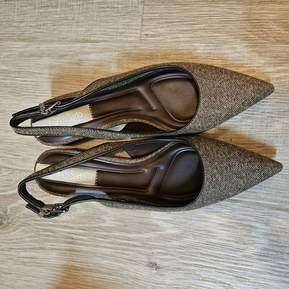 Franco Sarto Brown Heeled Slingbacks - Picture 1 of 6